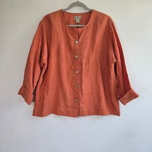Sigrid Olsen Sport Salmon Linen Jacket Size L